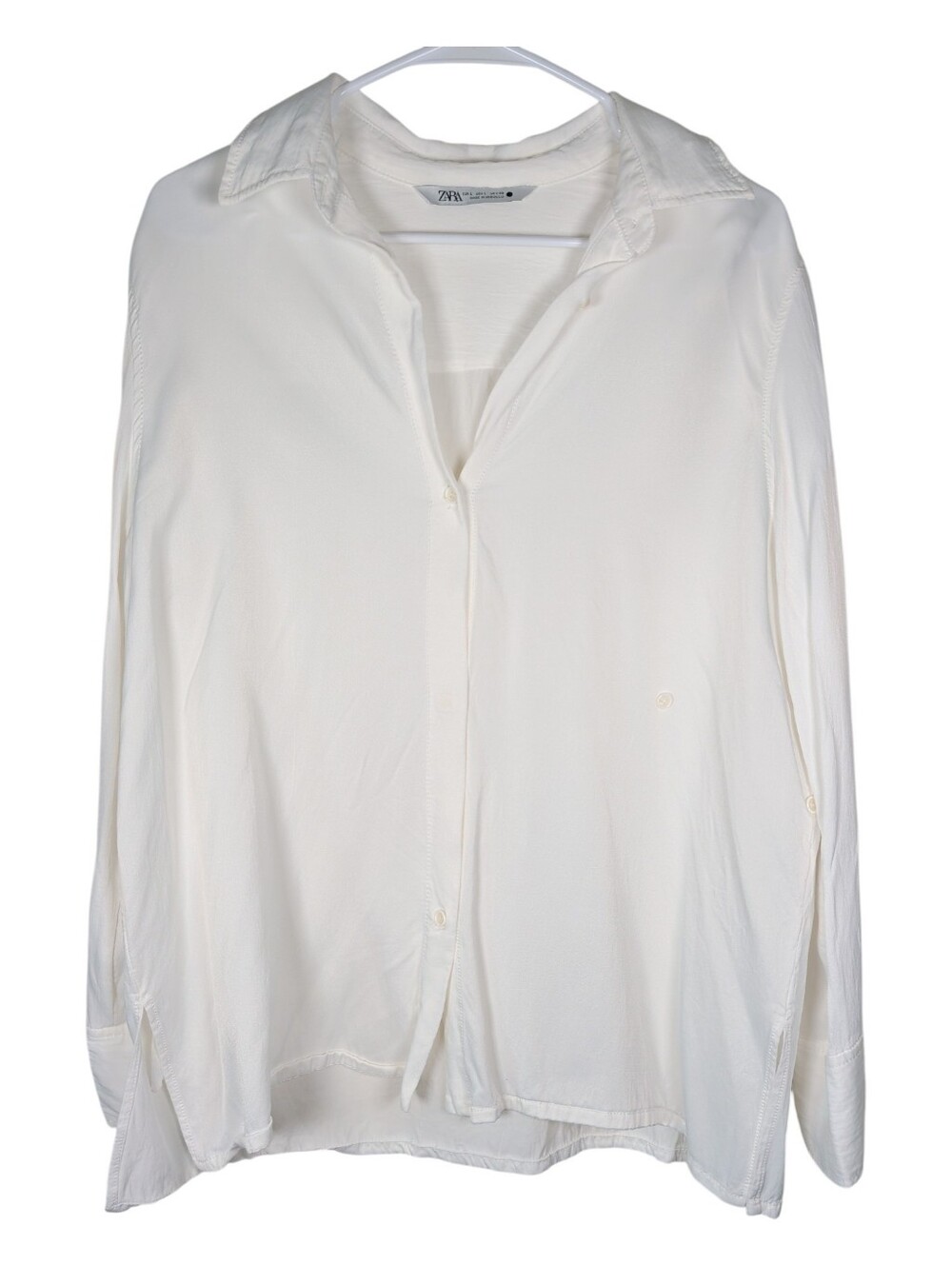 Zara White Button-Up Silk Blouse - Picture 2 of 11